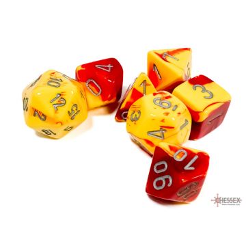 Red / Yellow & Silver: Gemini Polyhedral Dice Set - Chessex