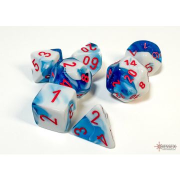 Astral Blue & White / Red: Gemini Polyhedral Dice Set - Chessex