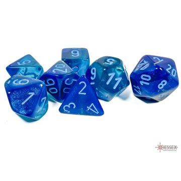Blue & Blue / Light Blue Luminary: Gemini Polyhedral Dice Set - Chessex