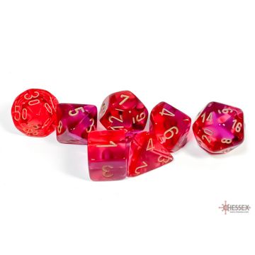 Translucent Red & Violet / Gold: Gemini Polyhedral Dice Set - Chessex