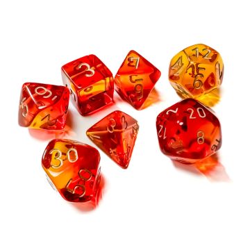 Translucent Red & Yellow / Gold: Gemini Polyhedral Dice Set - Chessex