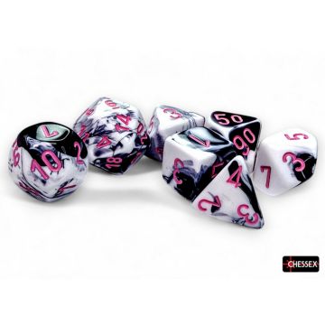 Black & White / Pink: Gemini Polyhedral Dice Set - Chessex