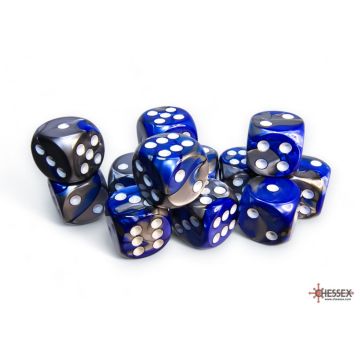 Blue & Steel / White: Gemini 16mm d6 Dice Block - Chessex