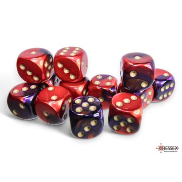 Purple & Red / Gold: Gemini 16mm d6 Dice Block - Chessex