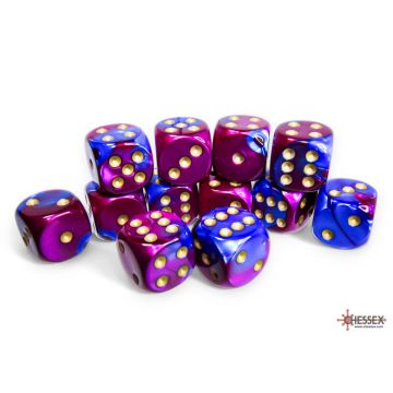 Blue & Purple / Gold: Gemini 16mm d6 Dice Block - Chessex