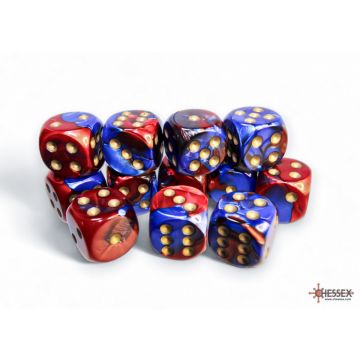 Blue & Red / Gold: Gemini 16mm d6 Dice Block - Chessex