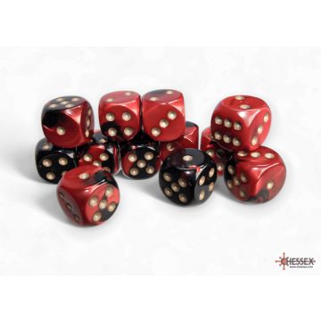 Black & Red / Gold: Gemini 16mm d6 Dice Block - Chessex