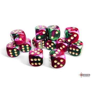 Green & Purple / Gold: Gemini 16mm d6 Dice Block - Chessex