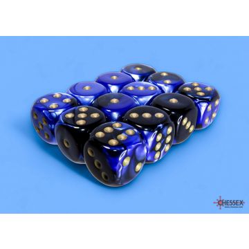 Black & Blue / Gold: Gemini 16mm d6 Dice Block - Chessex