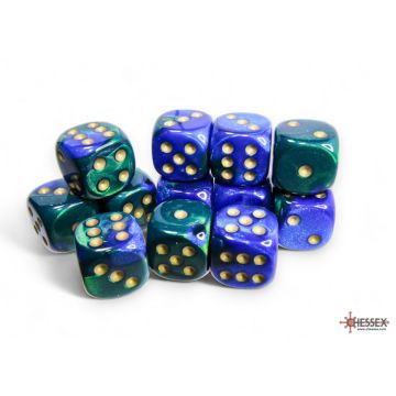 Blue & Green / Gold: Gemini 16mm d6 Dice Block - Chessex