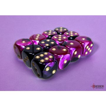 Black & Purple / Gold: Gemini 16mm d6 Dice Block - Chessex