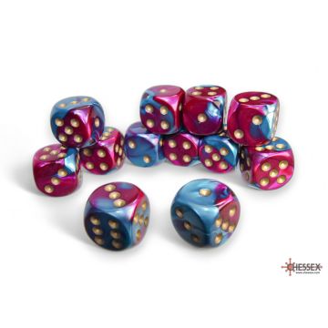 Purple & Teal / Gold: Gemini 16mm d6 Dice Block - Chessex