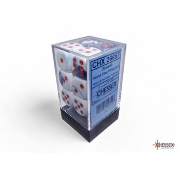 Astral Blue-White / Red: Gemini 16mm d6 Dice Block - Chessex
