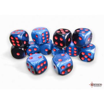 Black & Starlight / Red: Gemini 16mm d6 Dice Block - Chessex