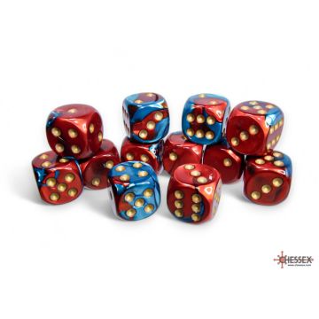 Red & Teal / Gold: Gemini 16mm d6 Dice Block - Chessex