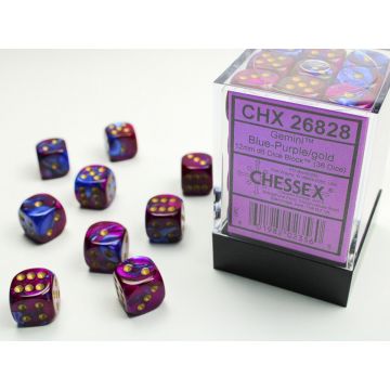 Blue & Purple / Gold: Gemini 12mm d6 Dice Block - Chessex