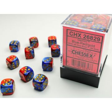 Blue & Red / Gold: Gemini 12mm d6 Dice Block - Chessex