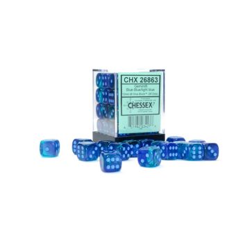 Blue & Blue / Light Blue Luminary: Gemini 12mm d6 Dice Block - Chessex