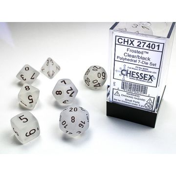 Clear / Black: Frosted Polyhedral Dice Set - Chessex
