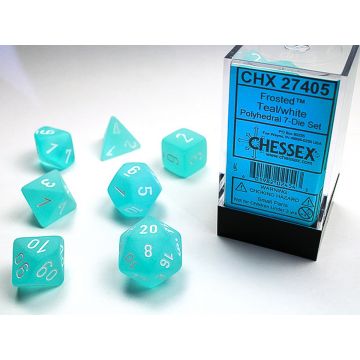 Teal / White: Frosted Polyhedral Dice Set - Chessex