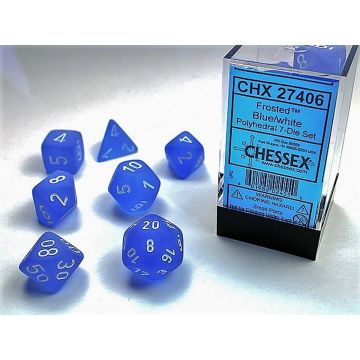 Blue / White: Frosted Polyhedral Dice Set - Chessex