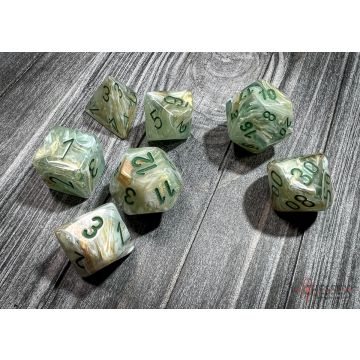 Green / Dark Green: Marble Polyhedral Dice Set - Chessex