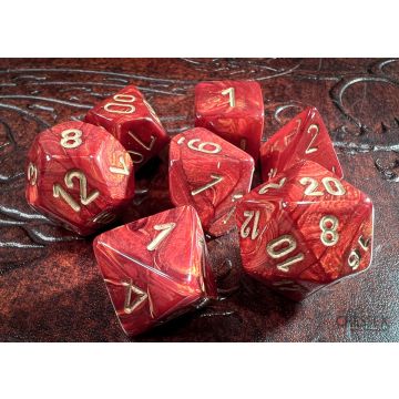 Scarlet / Gold: Scarab Polyhedral Dice Set - Chessex