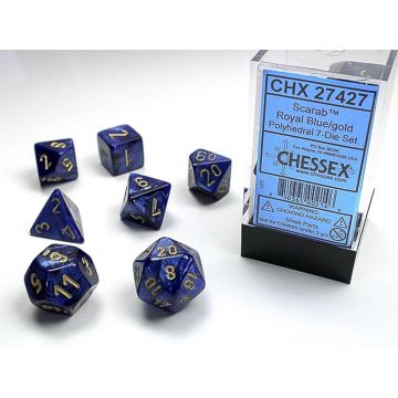 Royal Blue / Gold: Scarab Polyhedral Dice Set - Chessex
