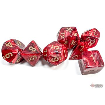 Burgundy / Gold: Vortex Polyhedral Dice Set - Chessex