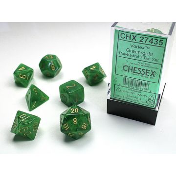 Green / Gold: Vortex Polyhedral Dice Set - Chessex
