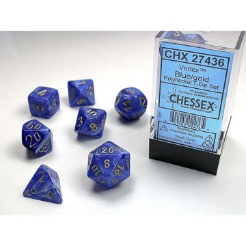 Blue / Gold: Vortex Polyhedral Dice Set - Chessex