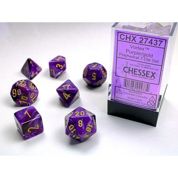 Purple / Gold: Vortex Polyhedral Dice Set - Chessex