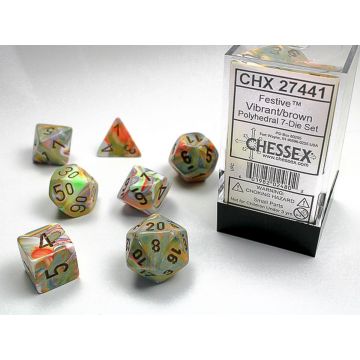 Vibrant / Brown: Festive Polyhedral Dice Set - Chessex