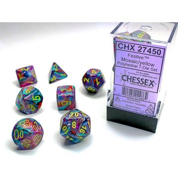 Mosaic / Yellow: Festive Polyhedral Dice Set - Chessex