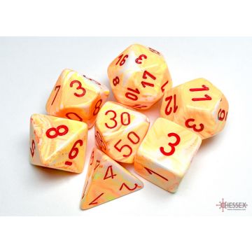 Sunburst / Red: Festive Polyhedral Dice Set - Chessex
