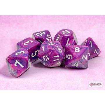 Violet / White: Festive Polyhedral Dice Set - Chessex