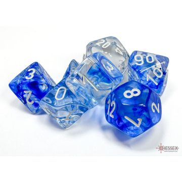 Dark Blue / White: Nebula Polyhedral Dice Set - Chessex
