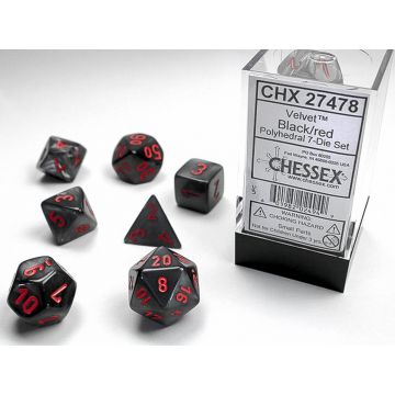 Black / Red: Velvet Polyhedral Dice Set - Chessex