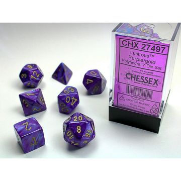 Purple / Gold: Lustrous Polyhedral Dice Set - Chessex