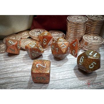 Gold / Silver: Glitter Polyhedral Dice Set - Chessex