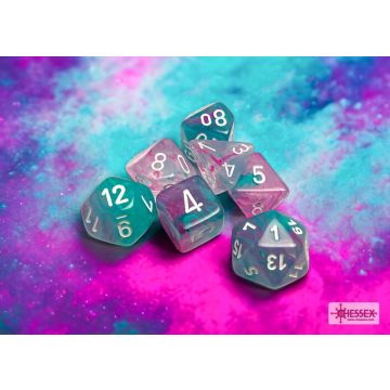 Wisteria / White Luminary: Nebula Polyhedral Dice Set - Chessex