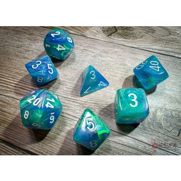 Waterlily / White: Festive Polyhedral Dice Set - Chessex