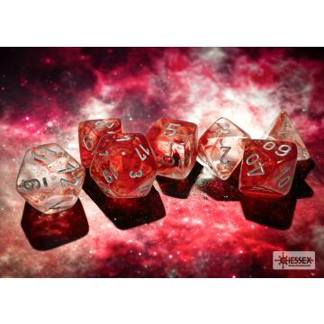 Red / Silver Luminary: Nebula Polyhedral Dice Set - Chessex
