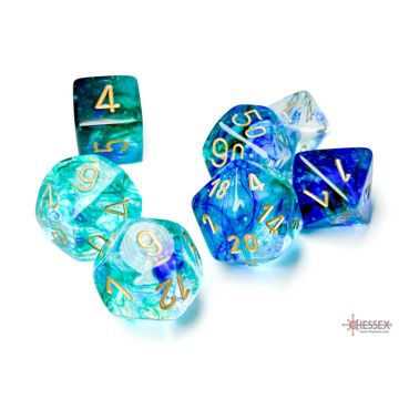 Oceanic / Gold Luminary: Nebula Polyhedral Dice Set - Chessex
