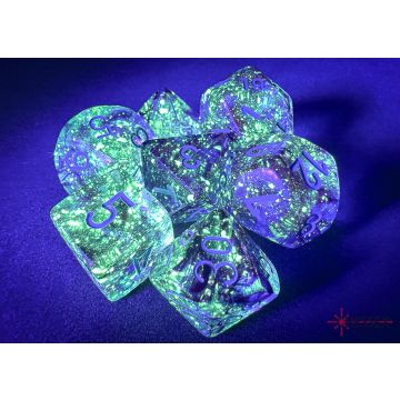 Nocturnal / Blue Luminary: Nebula Polyhedral Dice Set - Chessex