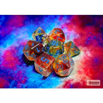 Primary / Blue Luminary: Nebula Polyhedral Dice Set - Chessex