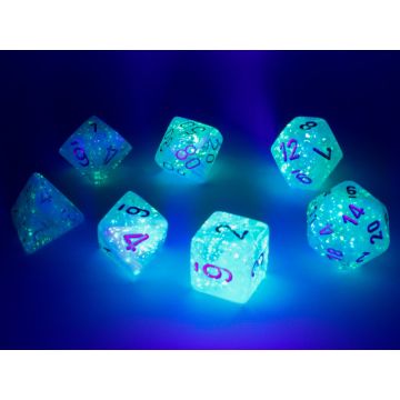 Sky / Silver: Luminary Polyhedral Dice Set - Chessex