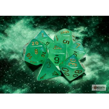 Light Green / Gold Luminary: Borealis Polyhedral Dice Set - Chessex