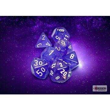 Purple / White Luminary: Borealis Polyhedral Dice Set - Chessex
