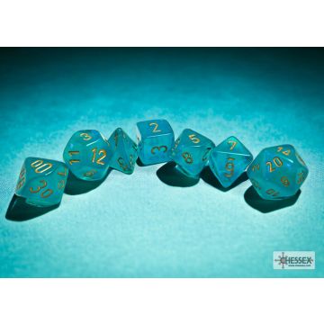Teal / Gold Luminary: Borealis Polyhedral Dice Set - Chessex